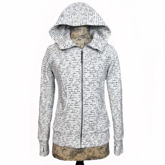 Lululemon Rare Scuba Hoodie II Sz 8 Manifesto Script Ghost RARE Jacket Size 8 - Picture 1 of 16